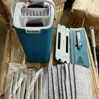 Cây lau nhà tự vắt thông minh, bộ lau nhà (1 thùng + 2 cây lau + 8 bông lau) đầu xoay 360 độ cao cấp