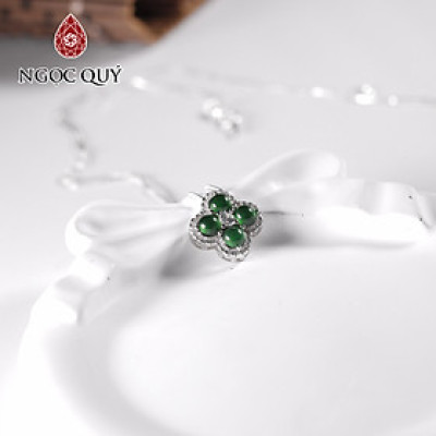 Dây chuyền bạc hình cỏ 4 lá đá phỉ thúy băng lục đế vương type A - Ngọc Quý Gemstones