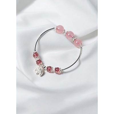 Vòng tay đá thạch anh charm voi mệnh hỏa, thổ - Ngọc Quý Gemstones