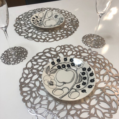 Set 04 tấm đế lót ly cốc hình tròn Echo Flower Ø10cm