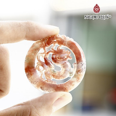 Mặt dây chuyền hình rồng đá chacedony mệnh hỏa, mộc - Ngọc Quý Gemstones