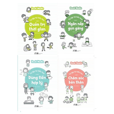 Sách Combo 4 Cuốn Rèn Luyên Kỹ Năng Mềm Cho Trẻ: Tự Lập Từ Tiểu Học - Chăm Sóc Bản Thân+ Quản Trị Thời Gian+Ngăn Nắp Gọn Gàng+Dùng Tiền Hợp Lý