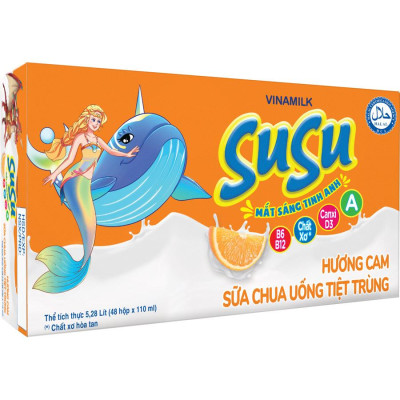 Sữa chua uống hương cam Vinamilk Susu - Thùng 48 hộp 110ml.