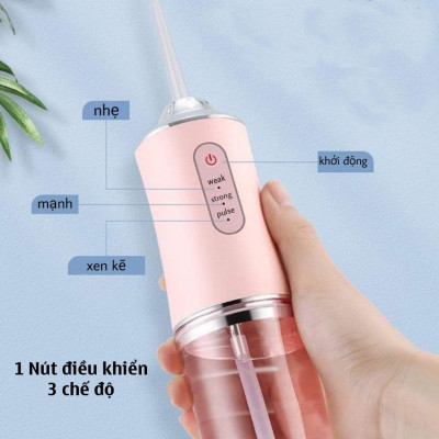 Máy Tăm Nước Cầm Tay Oral Irrigator Sạc Pin Tiện Dụng, Tăm Nước Vệ Sinh Răng Miệng Công Nghệ Châu Âu - Tặng Kèm 4 Đầu