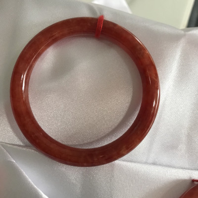 Vòng Cẩm Thạch Đỏ Đẹp A Ni 49mm x chột 7,5mm màu đỏ bông tươi sáng bóng đẹp nữ 45kg - 49kg đeo mệnh hỏa mệnh thổ đeo xuất sắc đẹp món quà tặng ý nghĩa ạ