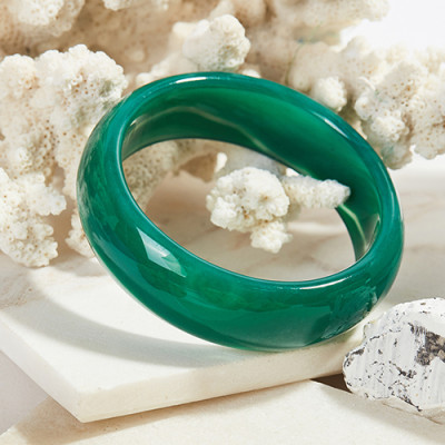 Vòng tay đá mã não xanh bản hẹ ni 54 mệnh mộc hỏa - Ngọc Qúy Gemstones