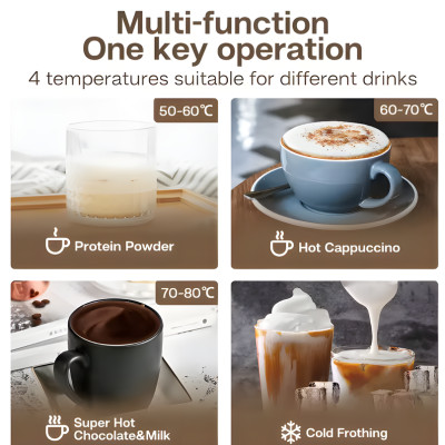 Máy tạo bọt sữa Nóng và Lạnh 4 trong 1 thương hiệu Mỹ HiBREW M3A - Hàng nhập khẩu