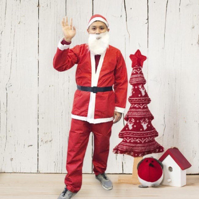￼Bộ quần áo ông già Noel 5 món áo Noel ,quànNoel , râu , mũ ,đai thắt/ bộ trang phục hoá trang ông già Noel