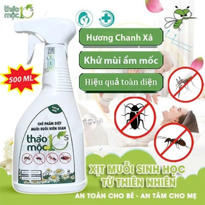 Diệt Côn Trùng Gián, Kiến, Kiến Ba Khoang, Muỗi, Ruồi, Mọt 100% Sinh Học Thảo Mộc Hương Sả Chanh Chai Xịt 500ml An Toàn Cho Sức Khỏe Em Bé Và Người Già