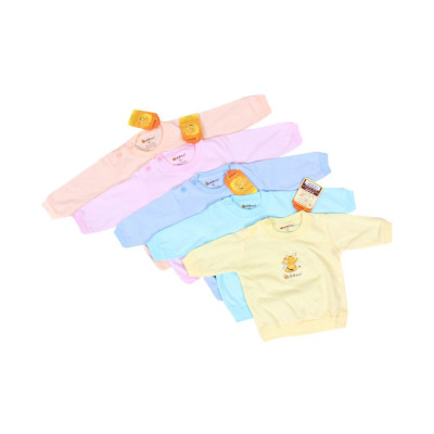 Bộ cotton màu dài bo cài nút vai BABIBOO - BBC38