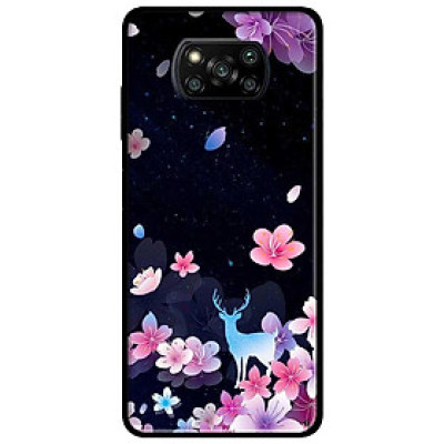 Ốp lưng dành cho Xiaomi Poco X3 mẫu Hoa Hươu Nền Đen