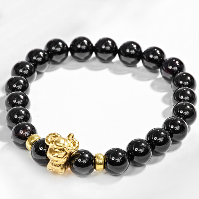 Vòng Tay Đá Thiên Thạch Charm Tuổi Mùi Bạc Mạ Vàng 24K Ngọc Quý Gemstones