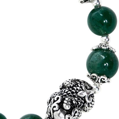 Vòng Thạch Anh Ưu Linh Xanh Phối Tỳ Hưu Và Charm Bạc 925 Ngọc Quý Gemstones VT3