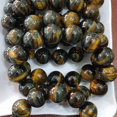 Vòng đeo Tay Nam ĐÁ MẮT HỔ Vàng Xanh tự nhiên size hạt 16mm 13 Viên Nam Mệnh THUỶ Mệnh Mộc đeo Vòng hợp phong thủy làm ăn, kinh doanh tốt đẹp phát đạt tốt sức khỏe ạ