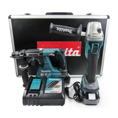 BỘ KIT MÁY MÀI VÀ KHOAN BÚA DÙNG PIN 18V MAKITA DLX2161X (02 PIN 18V/3.0AH 01 ĐẾ SẠC NHANH) - HÀNG CHÍNH HÃNG