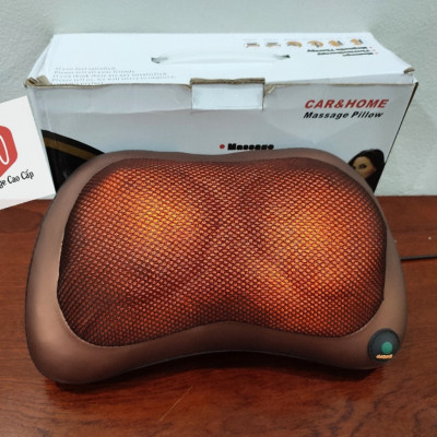 Gối massage cổ - Gối massage hồng ngoạị 8 bi Nhật bản, GM-500, Có đầu USB cắm cho ô tô, Sản phẩm chính hãng, BH 36 tháng