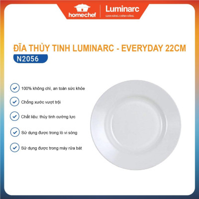 Bộ 6 đĩa (dĩa) thủy tinh sâu lòng Luminarc Everyday 23cm N2056*6 | Hàng chính hãng