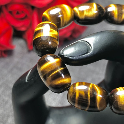 Vòng tay lu thống Thạch Anh Mắt Hổ vàng nâu 5A cao cấp