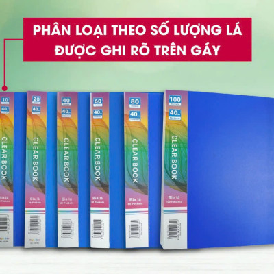 Bìa đựng hồ sơ 20 lá sức chứa 100 tờ A4 80gsm MÀU XANH (24x31x2,5cm)