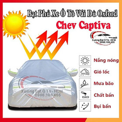 [CHEVROLET CAPTIVA] Bạt Phủ Ô Tô Vải Dù Oxford, Tráng Nhôm Cao Cấp, Áo Trùm Bảo Vệ Xe CHEVROLET CAPTIVA, Bạc Phủ Trùm Chống Nóng Chống Mưa, Chống Xước Xe, Bạt Của Xưởng Được May Theo Kích Cỡ Xe, Cam Kết Vừa Xe, Bền Và Đẹp Tới 2 Năm