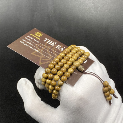 Vòng tay trầm hương tràng 108 hạt Tốc SƠN MỘC HƯƠNG tặng 1 mốc khóa SMH