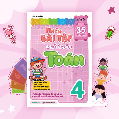 Combo Phiếu Bài Tập Cuối Tuần Toán + Tiếng Việt + Tiếng Anh Lớp 4 (35 Tuần Học) (Bộ 3 Cuốn) - MEGA
