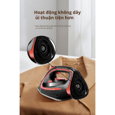 Bàn ủi, là hơi nước cầm tay KHÔNG DÂY SOKANY SK-9518 công suất mạnh mẽ 2400W có thể ủi khô và úi nước, chống nhỏ giọt - HÀNG CHÍNH HÃNG - DELIYA