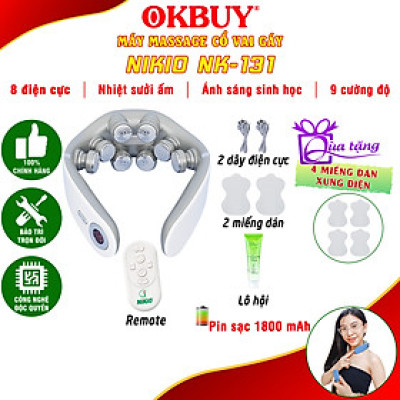 Máy massage cổ xung điện 8D Nikio NK-131 - Rung nóng kết hợp ánh sáng sinh học