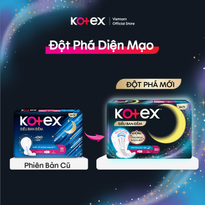 Lốc 4 gói BVS Kotex Siêu Ban Đêm 35cm Đệm bông chống tràn sau 8+1 miếng