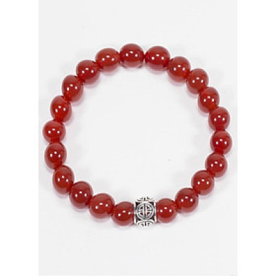 Vòng Đá mã não đỏ Đỏ Thiên Nhiên Phối Charm  bạc (8mm) 