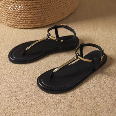 Giày sandal nữ cao gót 2 phân hàng hiệu ROSATA hai màu đen trắng thời trang cao cấp ro739