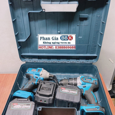 Bộ Combo 2 Máy Gồm Máy Khoan Pin Và Máy Siết Bulong 199V 2 Pin 15 Cell (Tặng Hộp Đựng) - Bảo Hành 12 Tháng