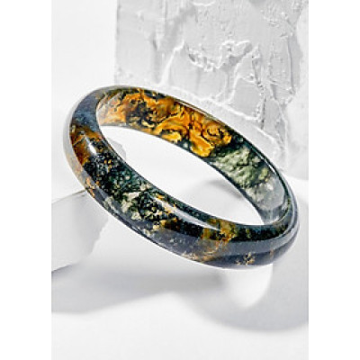 Vòng Tay Phong Thủy Đá Băng Ngọc Thủy Tảo Huyết Liền Khối (55mm) Mệnh Mộc, Hỏa Ngọc Quý Gemstones