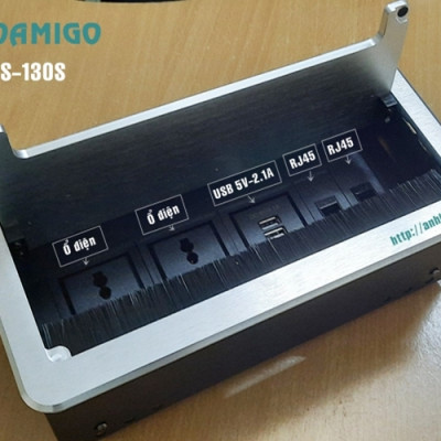 Hộp ổ cắm điện, mạng, HDMI, USB âm bàn Sinoamigo STS-130S, chất liệu nhôm xước cao cấp màu bạc - Hàng chính hãng, có xuất hóa đơn VAT