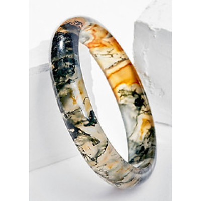 Vòng Tay Phong Thủy Nữ Đá Băng Ngọc Thủy Tảo Huyết Liền Khối (54 mm) Nhiều Mệnh Ngọc Quý Gemstones