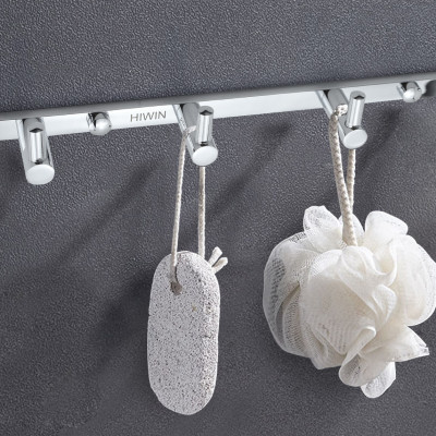 Móc treo quần áo tiện lợi 4 móc chất liệu đồng mạ crom Y-6302-4 mặt gương sáng bóng Hiwin kích thước 250x28x28