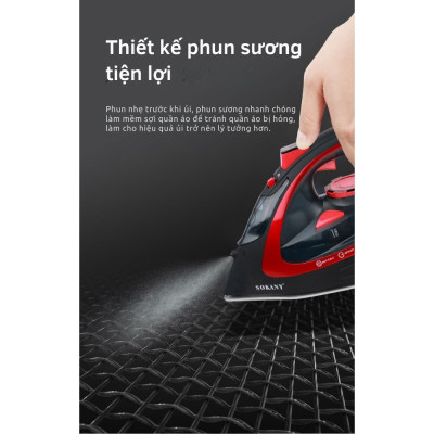 Bàn ủi, là hơi nước cầm tay KHÔNG DÂY SOKANY SK-9518 công suất mạnh mẽ 2400W có thể ủi khô và úi nước, chống nhỏ giọt - HÀNG CHÍNH HÃNG - DELIYA