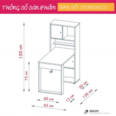 Bàn liền giá sách đa dạng thiết kế đẹp SMLIFE Domenico