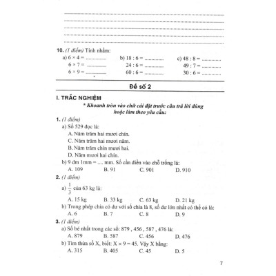 Bộ Đề Kiểm Tra Môn Toán Lớp 3 ( Dùng kèm SGK Chân Trời Sáng Tạo )-MK