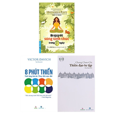Combo 3 Quyển: 8 Phút thiền + Thiền Đạo Tu Tập + Bí Quyết Sống Tỉnh Thức Trong 8 Ngày 