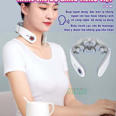 Máy massage cổ xung điện 8D Nikio NK-131 - Rung nóng kết hợp ánh sáng sinh học