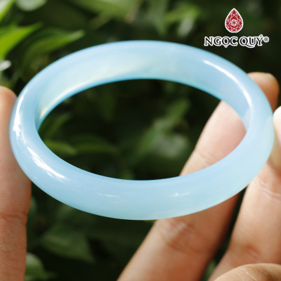 Vòng tay chalcedony thiên thanh bản hẹ (bản 10 - 11mm) - Ngọc Quý Gemstones
