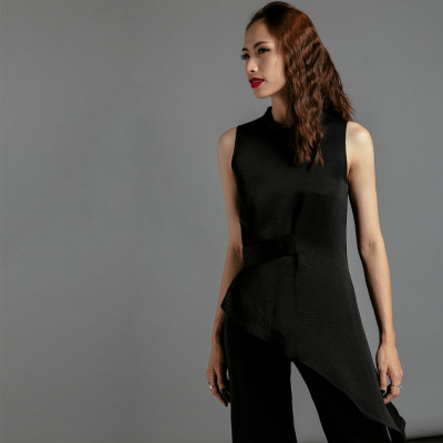 Áo Kiểu Peplum Áo Kiểu Cao Cấp Thời trang thiết kế Hity TOP118 (Đen Huyền Bí)