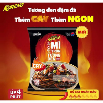 Thùng 20 Gói Mì Trộn Tương Đen Cay Koreno Chajang 78g