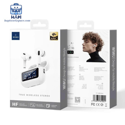 Tai nghe không dây hàng chính hãng WiWU Airbuds T22. Giảm tiếng ồn tốt, màn hình cảm ứng thao tác siêu tiện