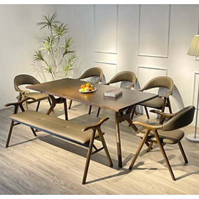 Bộ Bàn Ăn Lifumi 1m8 5 ghế 1 bench