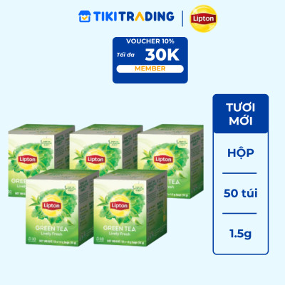 Combo 3 Lipton Trà Xanh Tươi Mới Hộp 1.5g x 50 túi