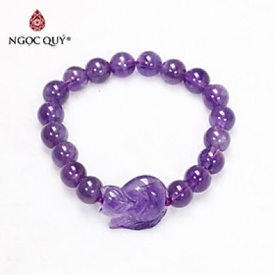 Vòng thạch anh tím phối hồ ly 8mm mệnh hỏa. thổ - Ngọc Quý Gemstones