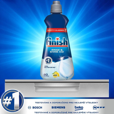 Combo 2 chai nước làm bóng và khô bát, đĩa Finish nhập khẩu Châu Âu Dishwasher Rinse & Shine Aid Lemon 400ml - hương chanh (2x400ml)