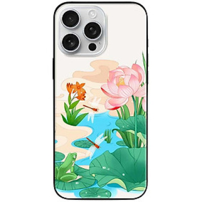 Ốp lưng cho IPhone 15 - 15 Plus - 15 Pro - 15 Pro Max - 16 - 16 Plus - 16 Pro - 16 Pro Max - Sen Hồng Chuồn Đỏ - Hàng Chính Hãng